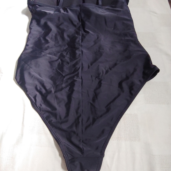 Mstuming one piece black swimsuit with sheer panel in front at the waist. - Picture 3 of 3